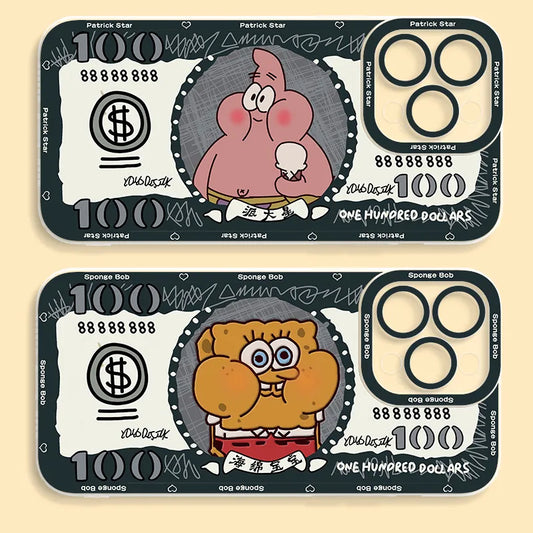 SpongeBobs Patricks Star Money Case For iPhone 14 Pro Max 13 12 Mini 11 ProMax XR XS X 8 7 6 6S Plus SE 2020 Soft Silicone Cover