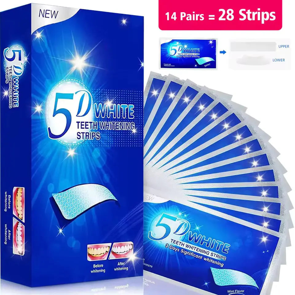 7/14/28 Pairs Teeth Brightening Strips for Teeth, 5D/9D Whitener Strips Reduced Sensitivity White Strips for Teeth Whitening